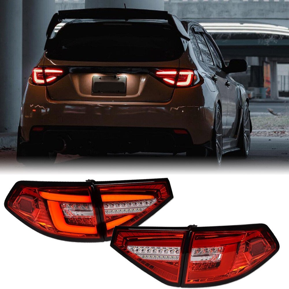 新品1円～スバル GH GRB系 5ドア用 インプレッサ　ファイバーLEDテール V2　GR WRX/STI レッドクリアータイプ クリスタルアイ_画像2