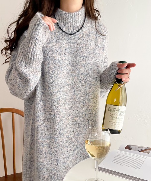 「classicalelf」 ニットワンピース SMALL ピンクベージュ レディース_画像1