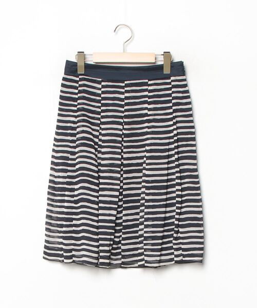 「23区」 ボーダー柄フレアスカート 36 ネイビー レディース_画像1