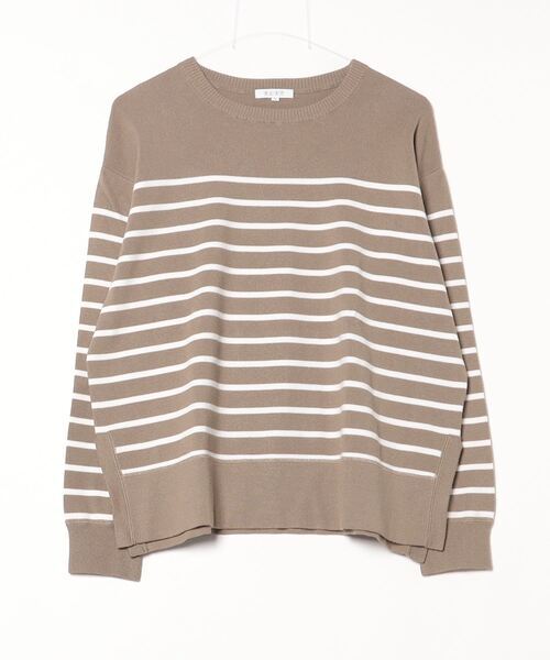 「PLST」 ボーダー柄長袖カットソー M グリーン レディース_画像1