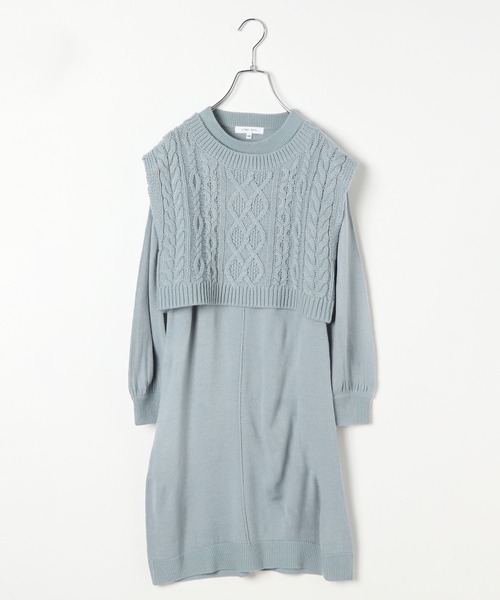 「GLOBAL WORK」 「KIDS」ニットワンピース 160cm ライトブルー キッズ_画像1