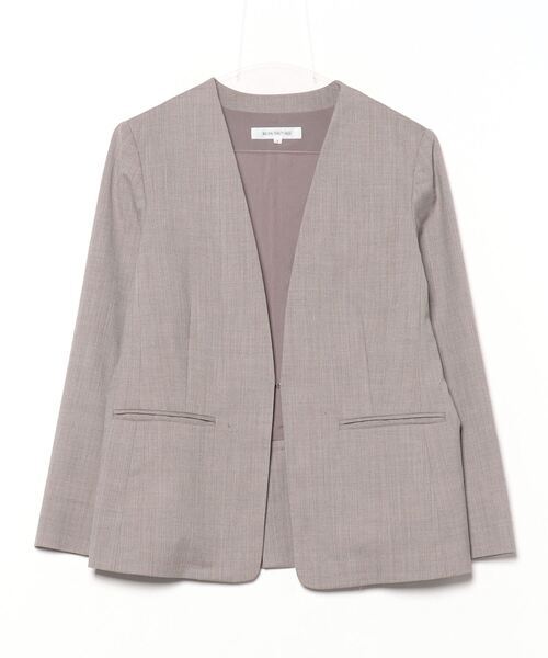 「NATURAL BEAUTY BASIC」 ノーカラージャケット LARGE ブラウン レディース_画像1