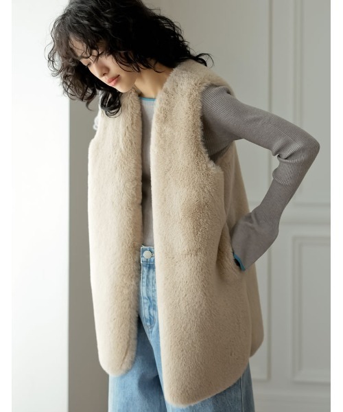 「Re:EDIT」 ベスト MEDIUM アイボリー レディース_画像1