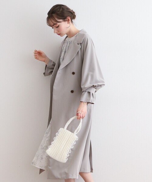 「couture brooch」 トレンチコート 42 ライトグレー レディース_画像1