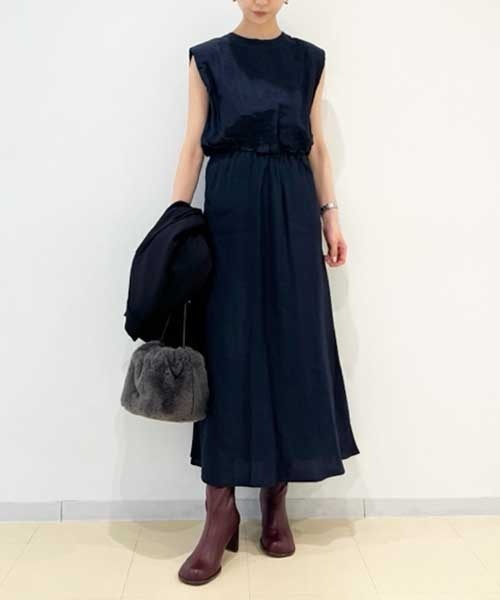 「Mila Owen」 ノースリーブワンピース 0 ネイビー レディース_画像1