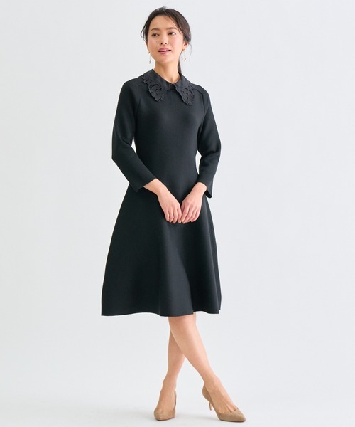 「ANAYI」 7分袖ワンピース 36 ブラック レディース_画像1