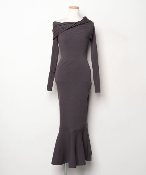 「rienda」 ニットワンピース FREE グレー レディース_画像1