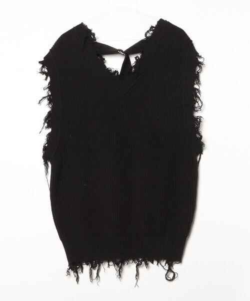 「RNA」 フリンジVネックニット M ブラック レディース_画像1