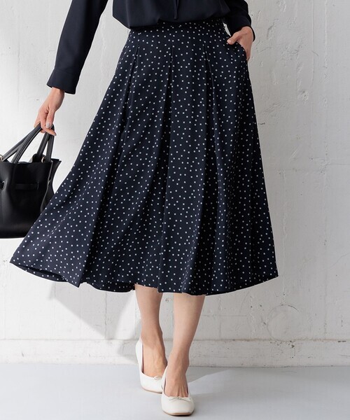 「23区」 フレアスカート 36 ネイビー レディース_画像1