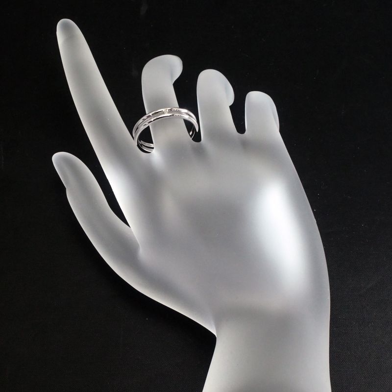 エルメス アリアンヌリング H119834B 00047 #58 17.5号 K18WG ウェディングリング 二列 2バンド ホワイトゴールド 地金3.5g 中古 送料無料_画像2