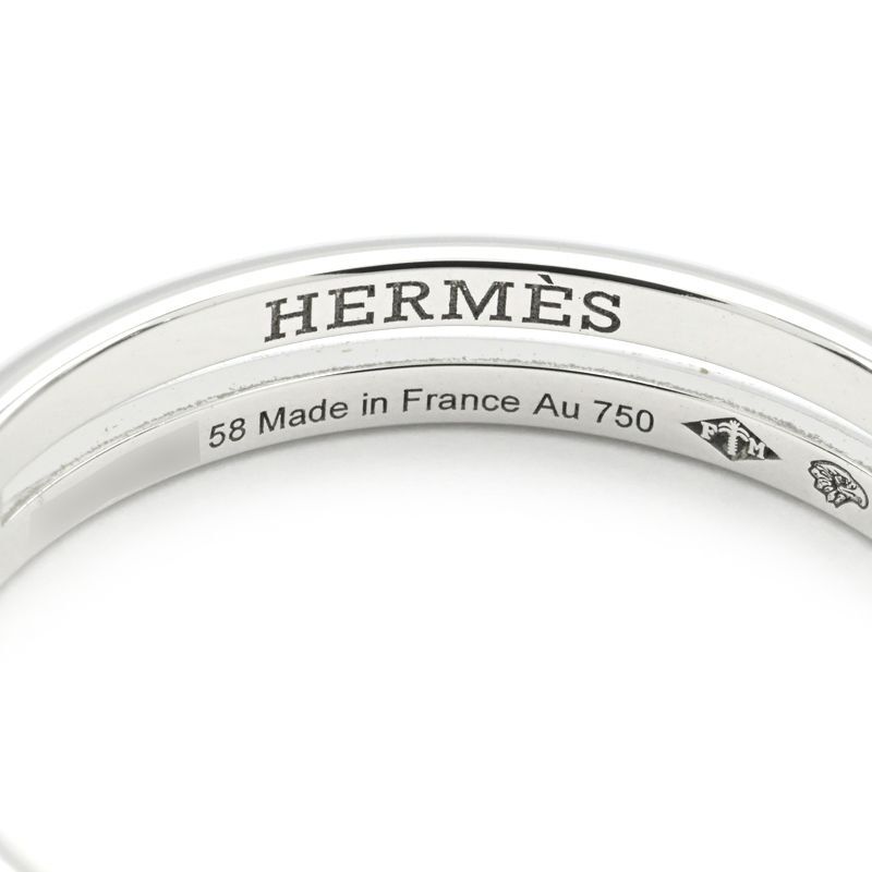 エルメス アリアンヌリング H119834B 00047 #58 17.5号 K18WG ウェディングリング 二列 2バンド ホワイトゴールド 地金3.5g 中古 送料無料_画像3