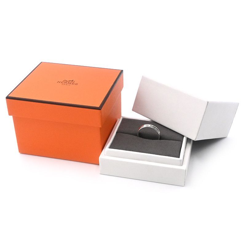 エルメス アリアンヌリング H119834B 00047 #58 17.5号 K18WG ウェディングリング 二列 2バンド ホワイトゴールド 地金3.5g 中古 送料無料_画像6