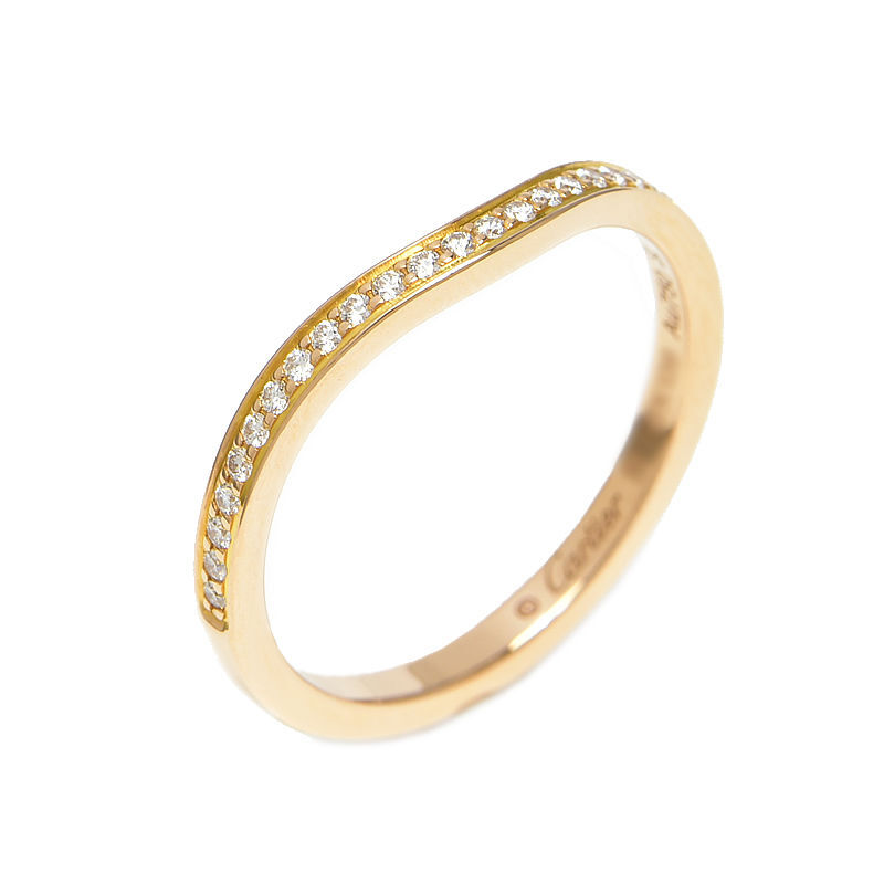 カルティエ バレリーナウェディングリング #51 11号 B4098751 K18PG ダイヤモンド 曲線 ウェーブ ピンクゴールド 地金2g 中古 送料無料_画像1