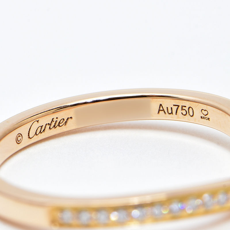 カルティエ バレリーナウェディングリング #51 11号 B4098751 K18PG ダイヤモンド 曲線 ウェーブ ピンクゴールド 地金2g 中古 送料無料_画像5