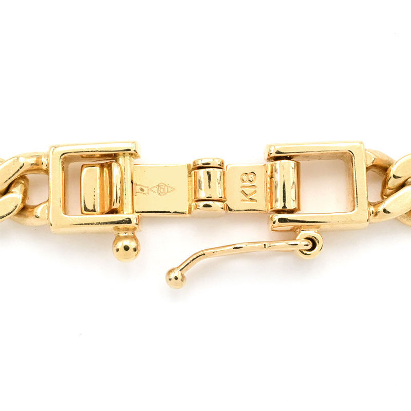  плоский колье 2 поверхность одиночный 45cm 45.8g K18YG структура . отдел сертификация печать K18 желтое золото ki разделение колье б/у бесплатная доставка 