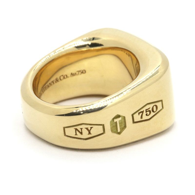ティファニー メイカーズシグネットリング 10号 K18YG 幅広リング ワイドサイズ 鏡面仕上げ イエローゴールド 地金21.6g 中古 送料無料_画像4