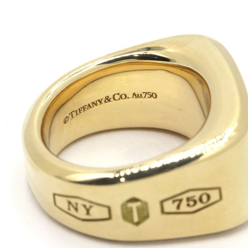 ティファニー メイカーズシグネットリング 10号 K18YG 幅広リング ワイドサイズ 鏡面仕上げ イエローゴールド 地金21.6g 中古 送料無料_画像5