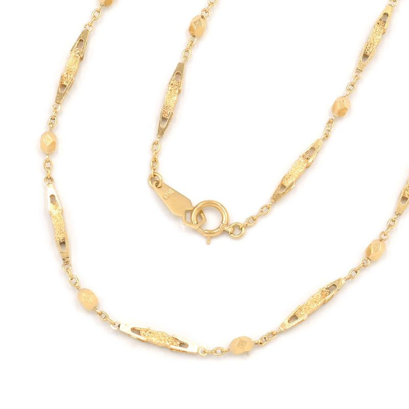 切子チェーンネックレス K18YG 切子ネックレスチェーン カットバーチェーンネックレス 金無垢 イエローゴールド 地金8.5g 中古 送料無料_画像1