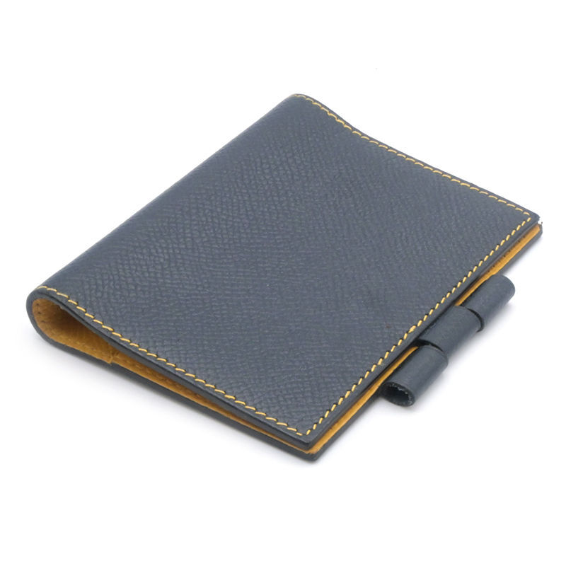 エルメス アジェンダミニ □B刻印 1998年製 クシュベル ネイビー イエロー 手帳カバー アジェンダカバー バイカラー 紺 黄色 中古 送料無料_画像3