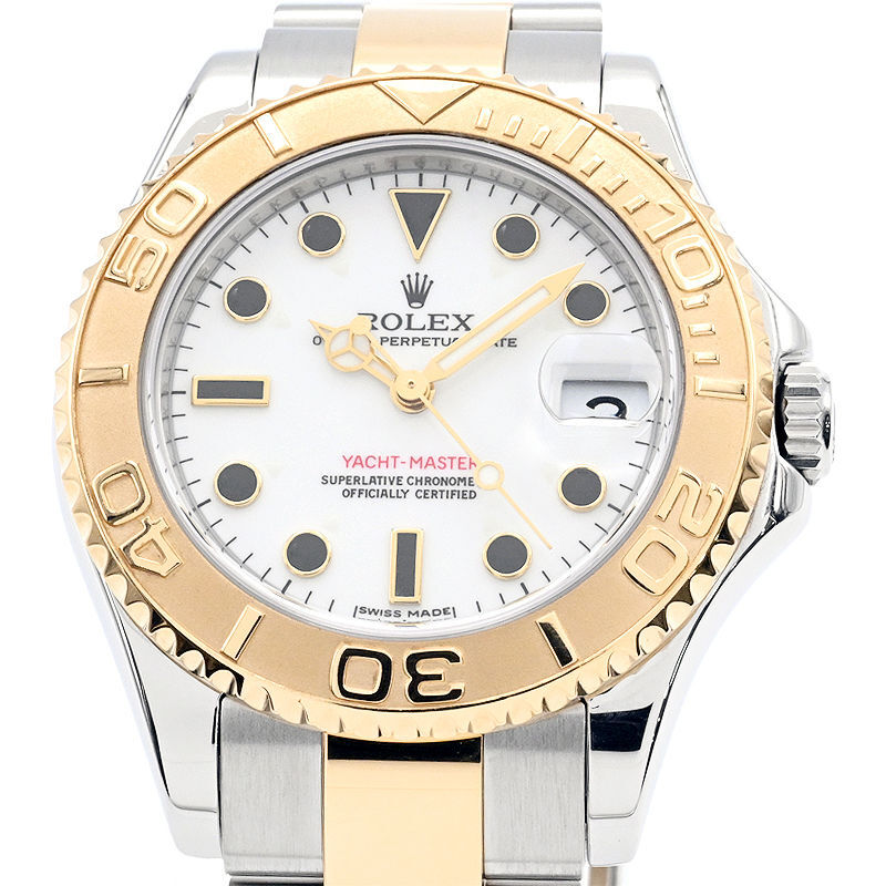 [3年保証] ロレックス ボーイズ ヨットマスター 168623 K18YG/SS カレンダー ホワイト コンビ 白文字盤 自動巻き 腕時計 中古 送料無料_画像1