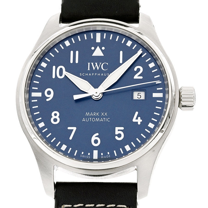 [3年保証] IWC メンズ パイロットウォッチ マークXX IW328203 箱保 カレンダー ブルー 青文字盤 革ベルト 自動巻き 腕時計 中古 送料無料_画像1