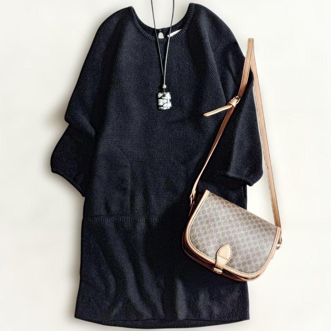 美品トゥモローランド BALLSEY カシミヤ混ニットワンピース ブラック アンゴラ セーター カシミア ウール 長袖 ボールジィ レディース_画像10