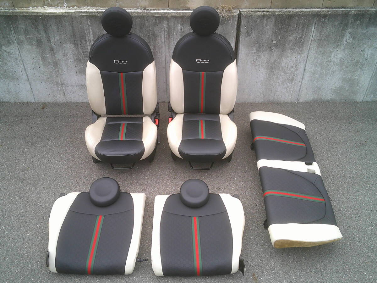 ★ フィアット500 FIAT 312 グッチ Gucci レザーシート 1台分 セット ★ FIAT チンクエチェント 500 ポップ ラウンジ 31209 31212 31214_画像1
