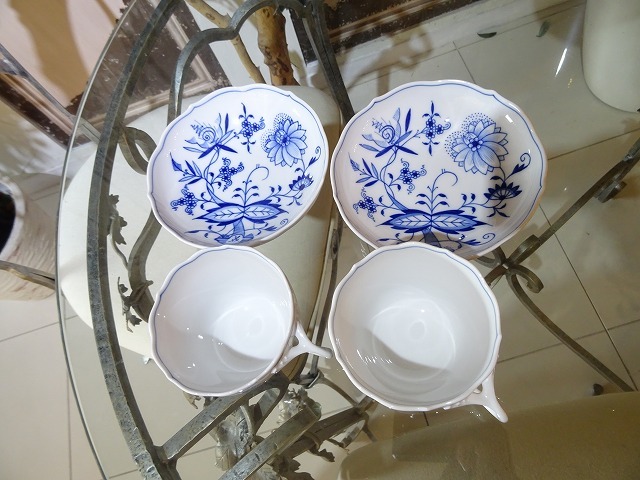 ■超美品 マイセン ブルーオニオン カップ&ソーサー 2客 箱無し プレゼント ペア Meissen 西洋陶磁 陶芸 工芸品 陶磁器 食器_画像3
