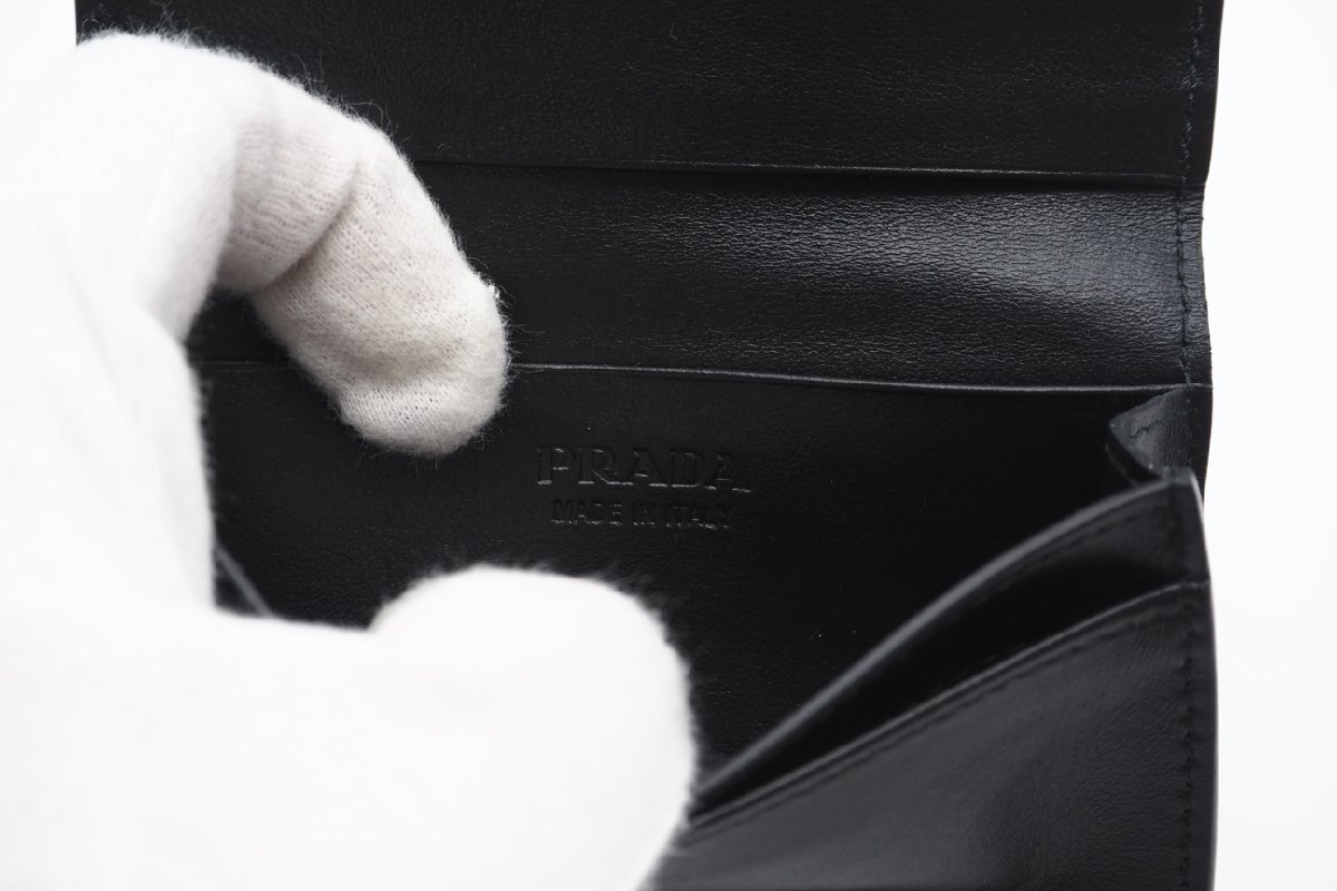 *3 дней в течение возможен возврат товара * PRADA Prada 2MC122safia-no кожа Logo plate черный складывающийся пополам футляр для карточек 