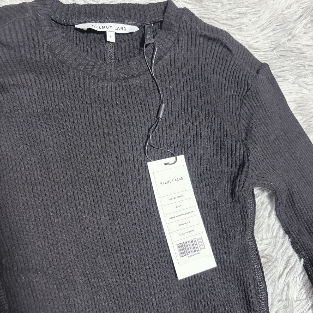 タグ付き HELMUT LANG ヘルムートラング リブニット トップス ワンピース 長袖 S ブラック レディース_画像2
