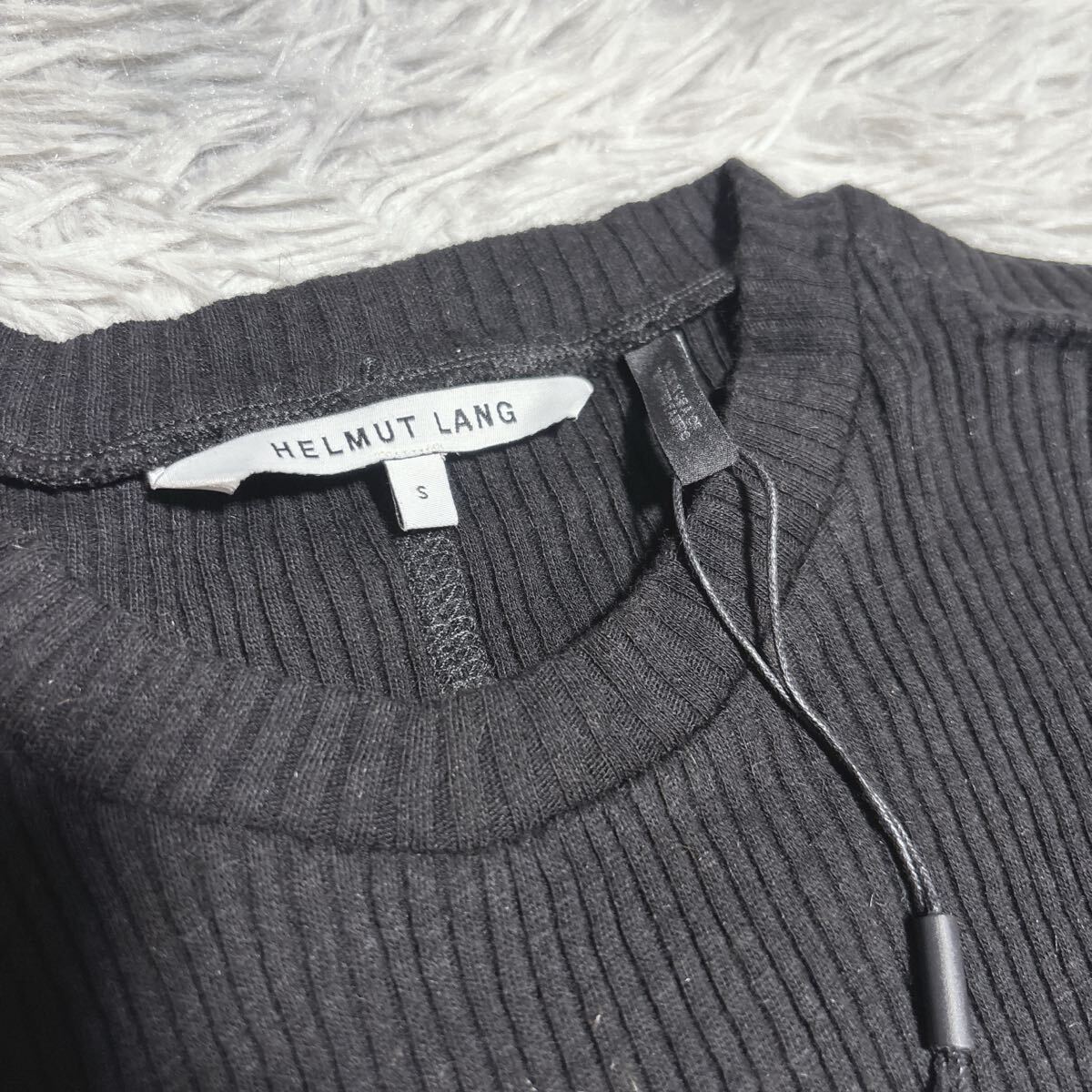 タグ付き HELMUT LANG ヘルムートラング リブニット トップス ワンピース 長袖 S ブラック レディース_画像3