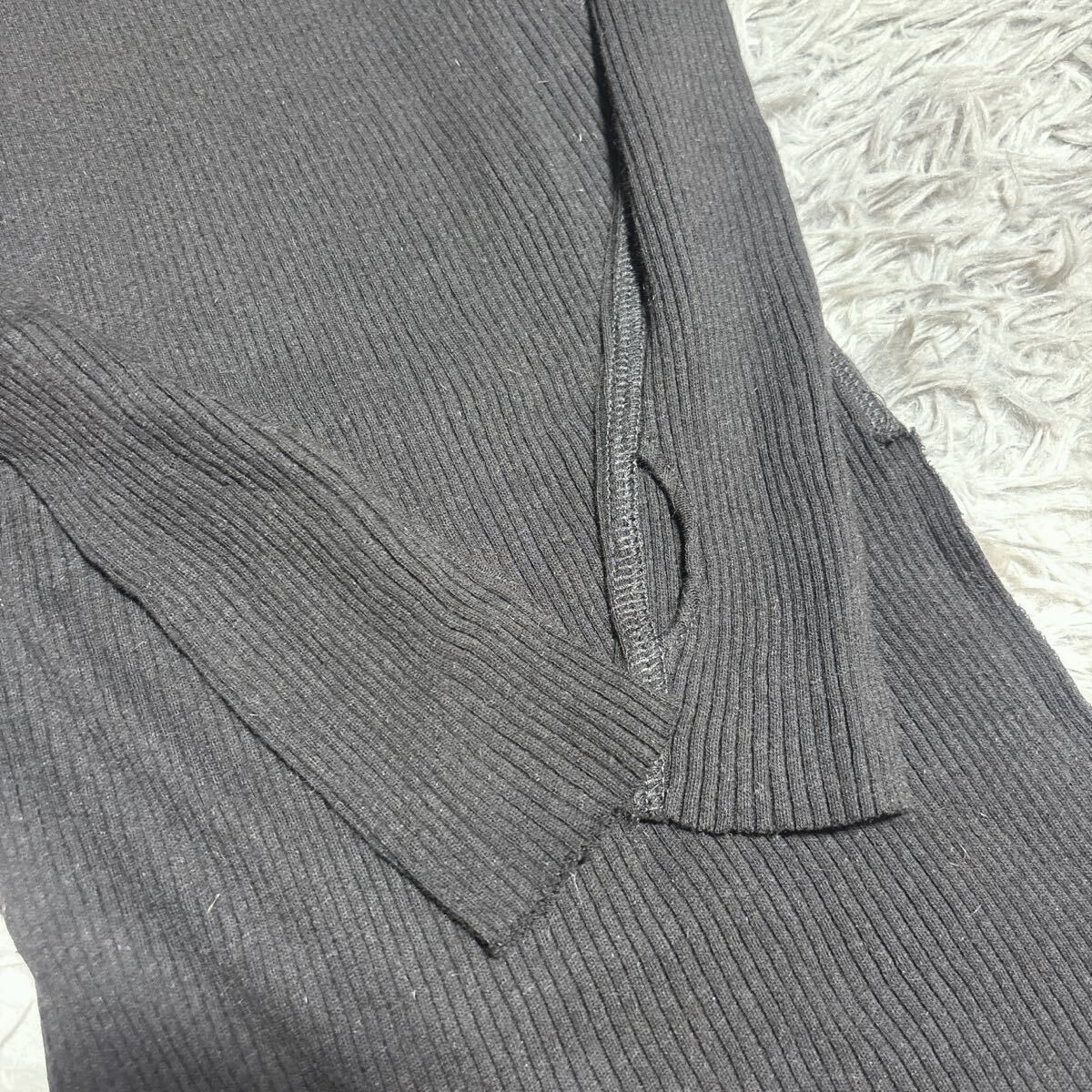 タグ付き HELMUT LANG ヘルムートラング リブニット トップス ワンピース 長袖 S ブラック レディース_画像5