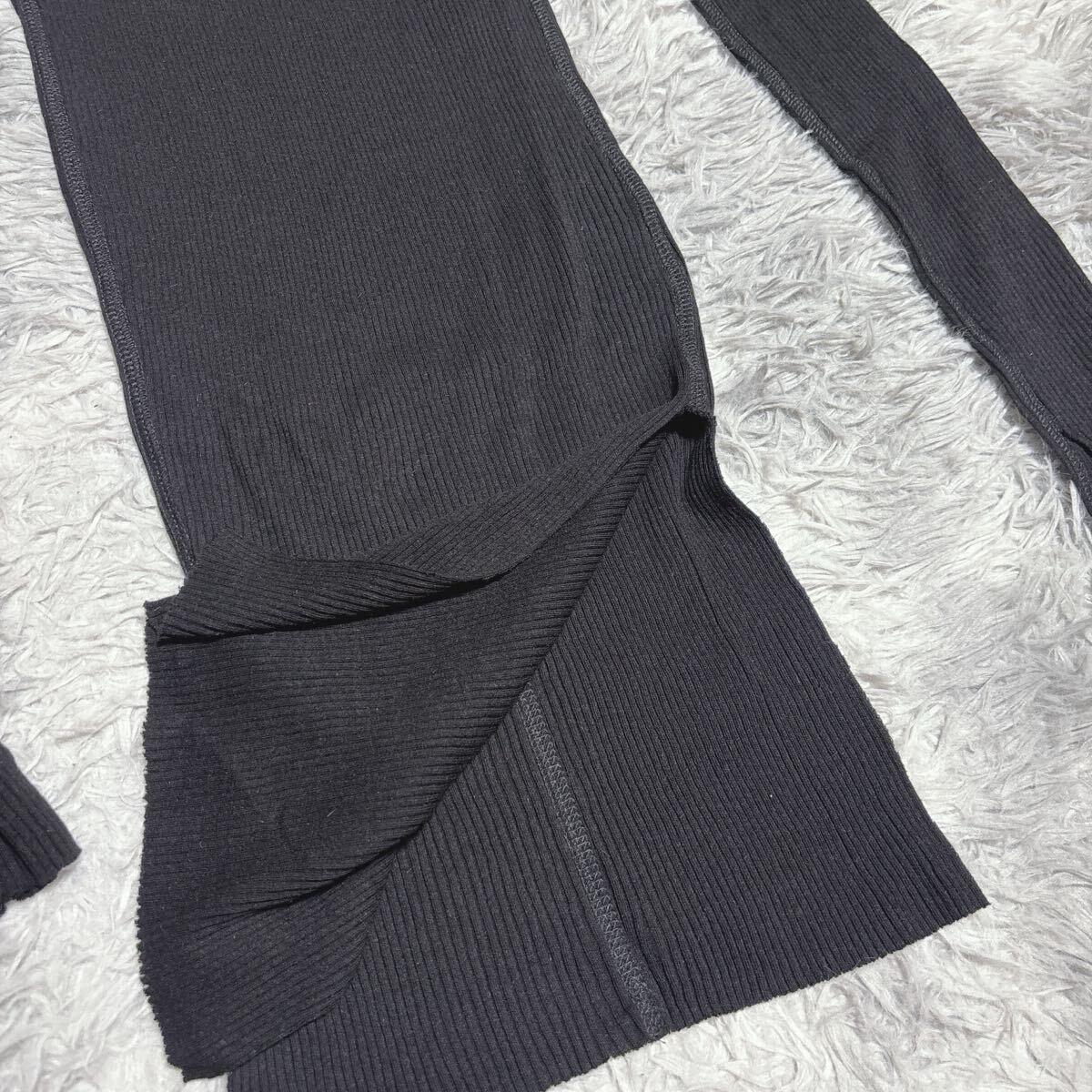 タグ付き HELMUT LANG ヘルムートラング リブニット トップス ワンピース 長袖 S ブラック レディース_画像6