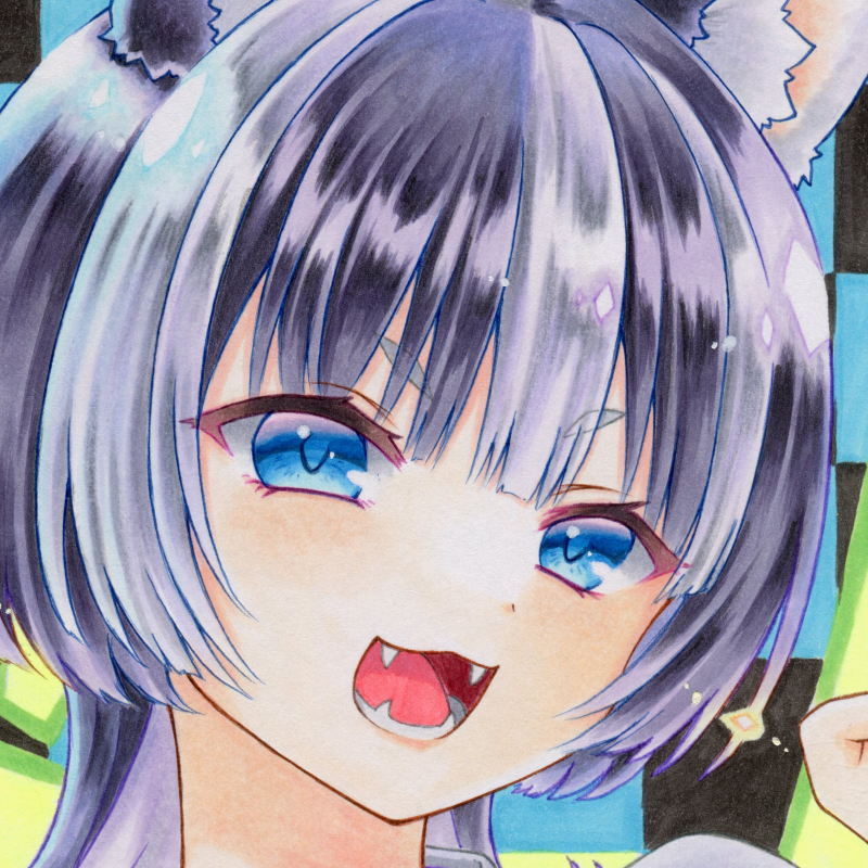  оригинал ручные иллюстрации *[Pop Rock Husky].... девушка хаски Chan средний карточка для автографов, стихов, пожеланий 