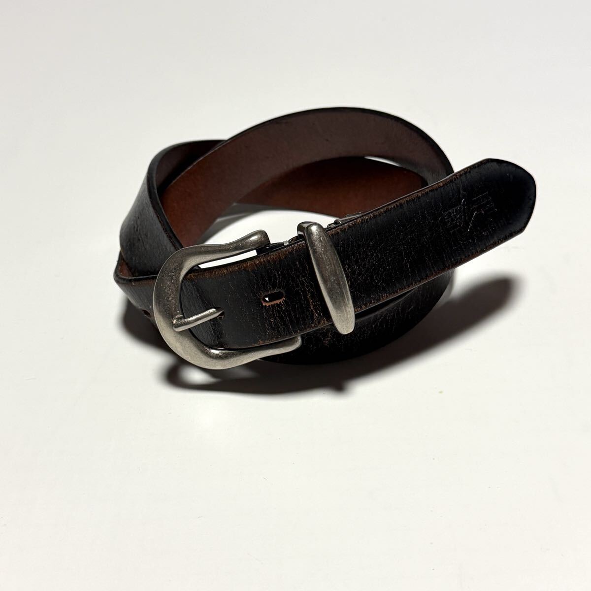 90s w81㎝〜w90㎝ 本革ベルト　メンズ　アルファ　ビンテージ　メンズ　レザーベルト 黒　ブラック_画像1
