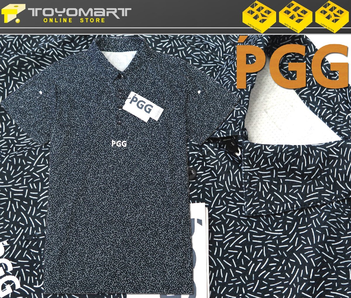 G725● PGG ピージージ (パーリーゲイツ) ●新品　総柄　ストレッチ ポロシャツ　ダークグリーン/M　定価18700円_画像1
