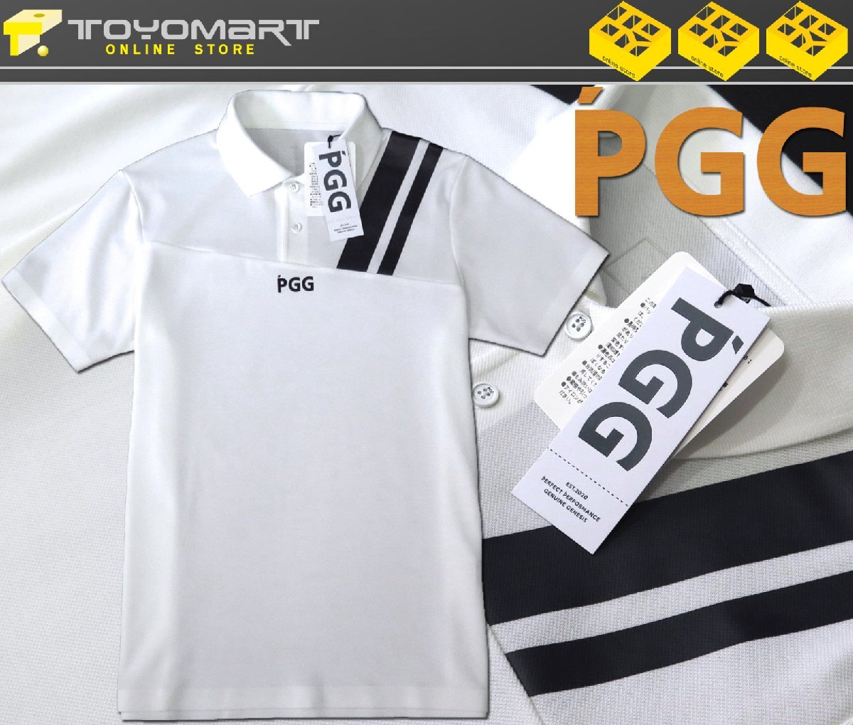 G723● PGG ピージージ (パーリーゲイツ) ●新品　鹿の子　ストレッチ ポロシャツ　ホワイト/M　定価16500円_画像1