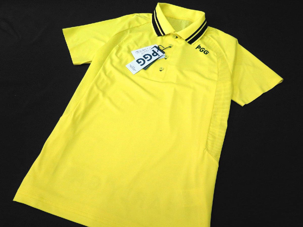 G716● PGG ピージージ (パーリーゲイツ) ●新品　パンチング　ストレッチ ポロシャツ　イエロー/M　定価17600円_画像3