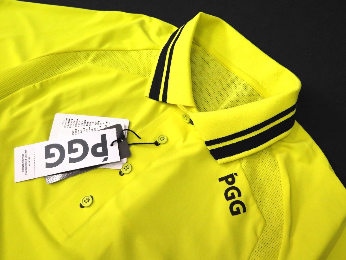 G716● PGG ピージージ (パーリーゲイツ) ●新品　パンチング　ストレッチ ポロシャツ　イエロー/M　定価17600円_画像4