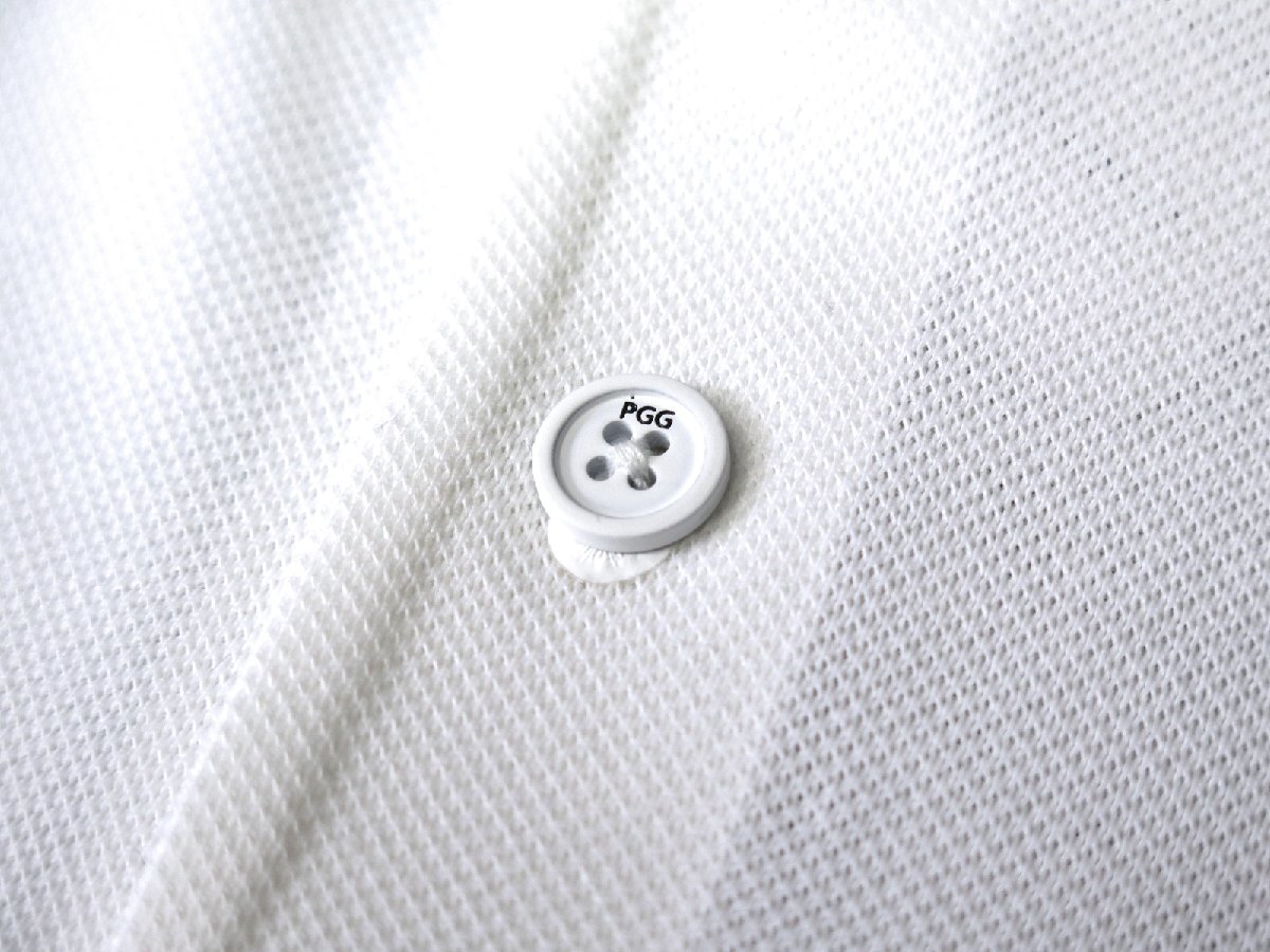 G723● PGG ピージージ (パーリーゲイツ) ●新品　鹿の子　ストレッチ ポロシャツ　ホワイト/M　定価16500円_画像7