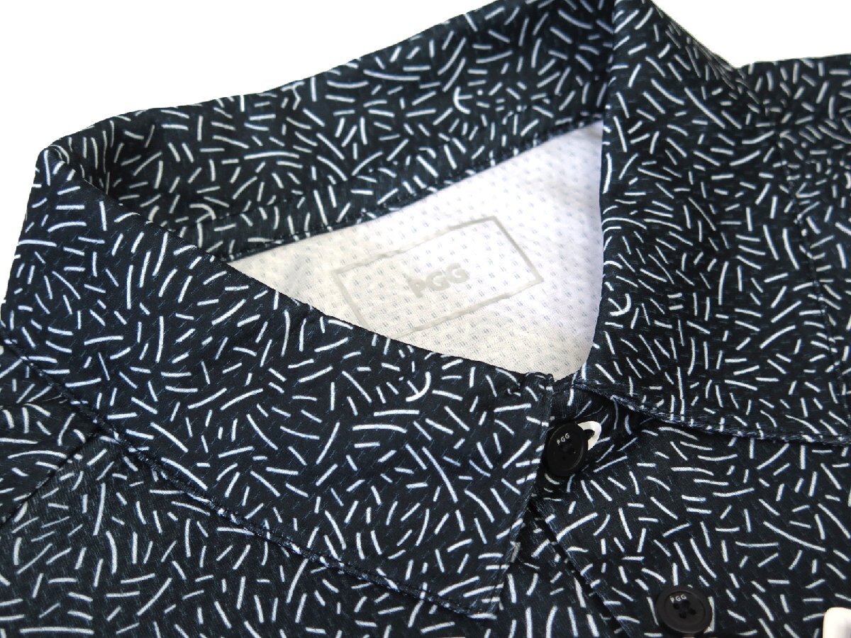 G725● PGG ピージージ (パーリーゲイツ) ●新品　総柄　ストレッチ ポロシャツ　ダークグリーン/M　定価18700円_画像5