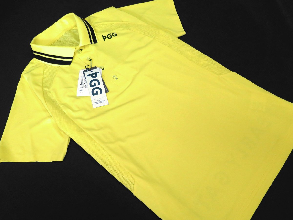 G716● PGG ピージージ (パーリーゲイツ) ●新品　パンチング　ストレッチ ポロシャツ　イエロー/M　定価17600円_画像2