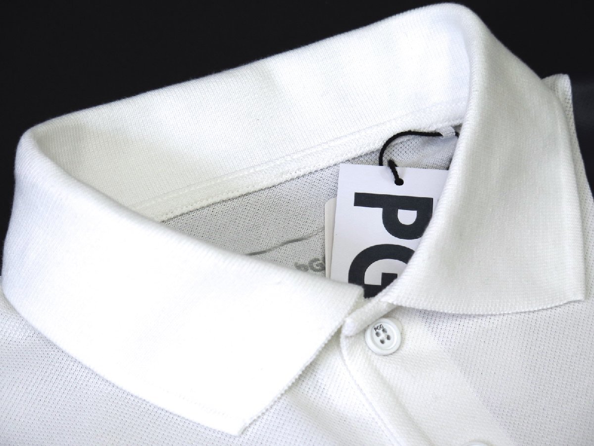G723● PGG ピージージ (パーリーゲイツ) ●新品　鹿の子　ストレッチ ポロシャツ　ホワイト/M　定価16500円_画像5