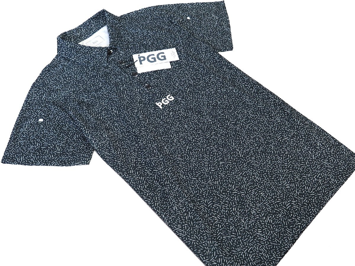 G725● PGG ピージージ (パーリーゲイツ) ●新品　総柄　ストレッチ ポロシャツ　ダークグリーン/M　定価18700円_画像2