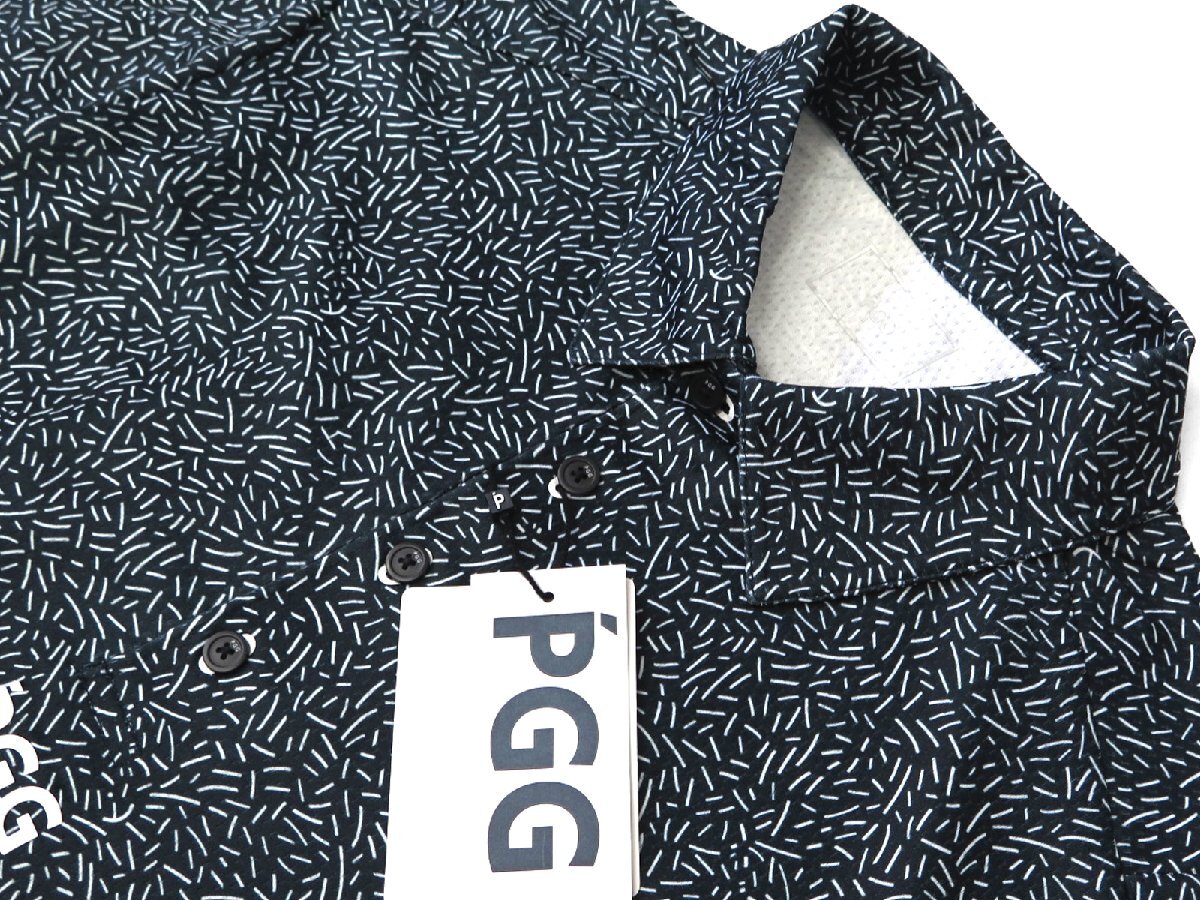 G725● PGG ピージージ (パーリーゲイツ) ●新品　総柄　ストレッチ ポロシャツ　ダークグリーン/M　定価18700円_画像4