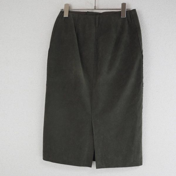 A3855★美品★NOLLEY'S*レディース*ヒザ下タイトスカート*人工皮革*36*S*カーキ_画像3