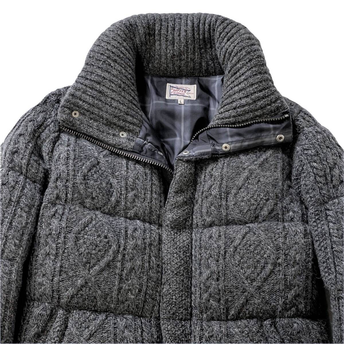 雑誌Safari掲載! 極美品 定価3.7万 極暖 The DUFFER of ST.GEORGE ダファー ケーブル編み リネン混 ハイネック ニット ダウンジャケット L_画像5