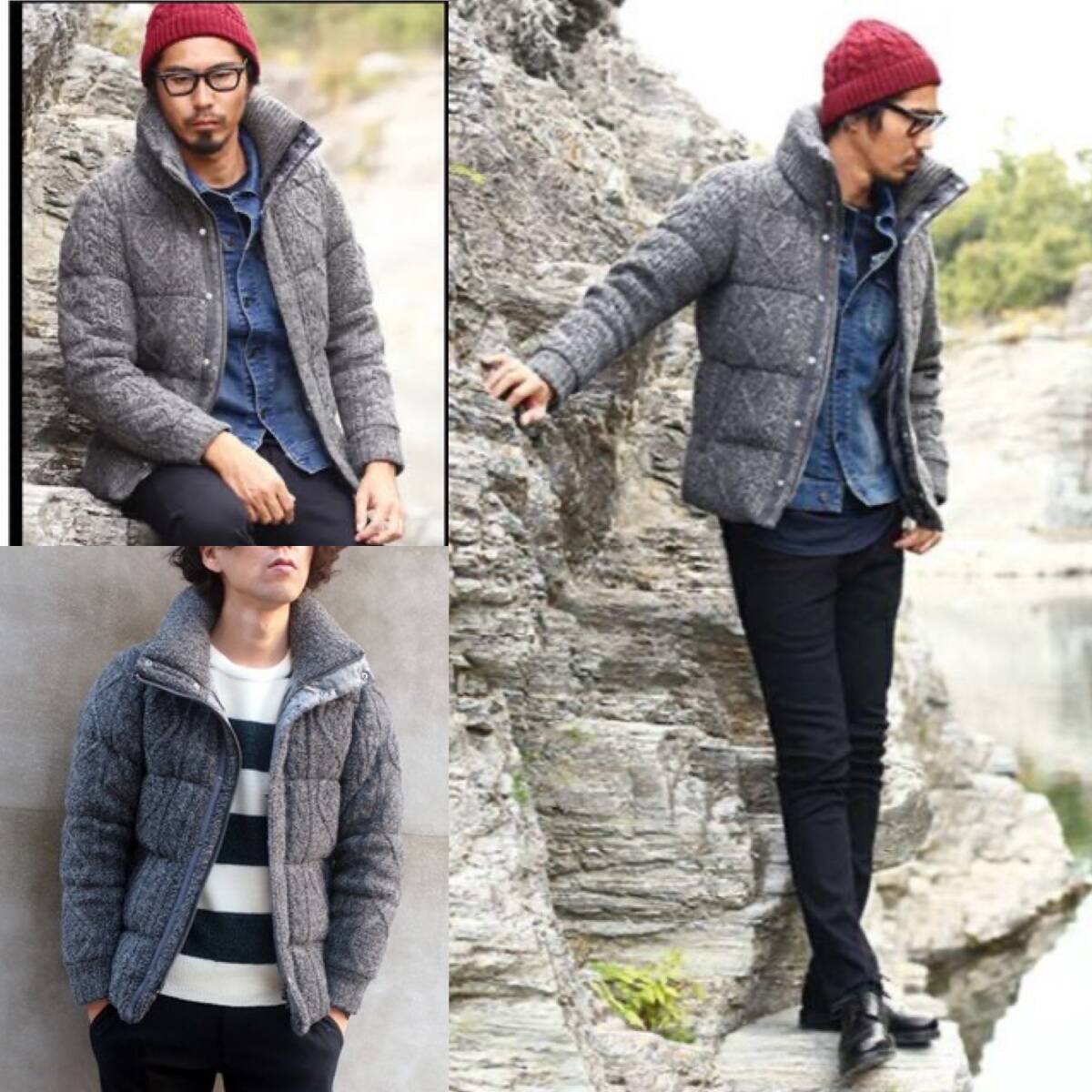 雑誌Safari掲載! 極美品 定価3.7万 極暖 The DUFFER of ST.GEORGE ダファー ケーブル編み リネン混 ハイネック ニット ダウンジャケット L_画像10