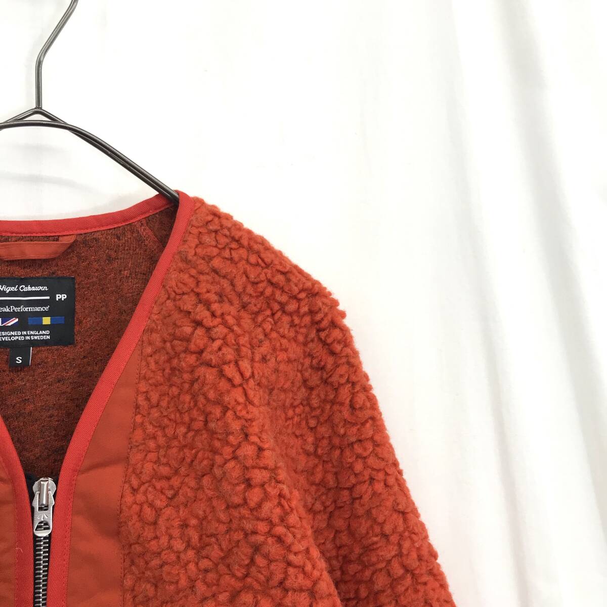 KZ1076★Nigel Cabourn : Peak Performance Vネックボアフリースジャケット★S★赤 定価￥38,500- ナイジェル・ケーボン_画像2