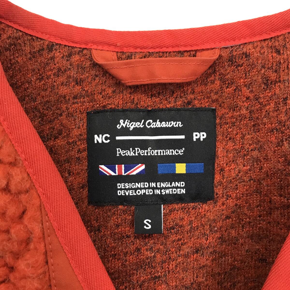 KZ1076★Nigel Cabourn : Peak Performance Vネックボアフリースジャケット★S★赤 定価￥38,500- ナイジェル・ケーボン_画像3